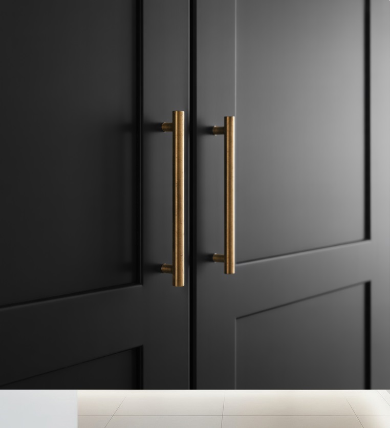 Top Designs Kitchen Cabinets SG Dramatic Matte Black Kitchen Cabinet Design with Brass Accents