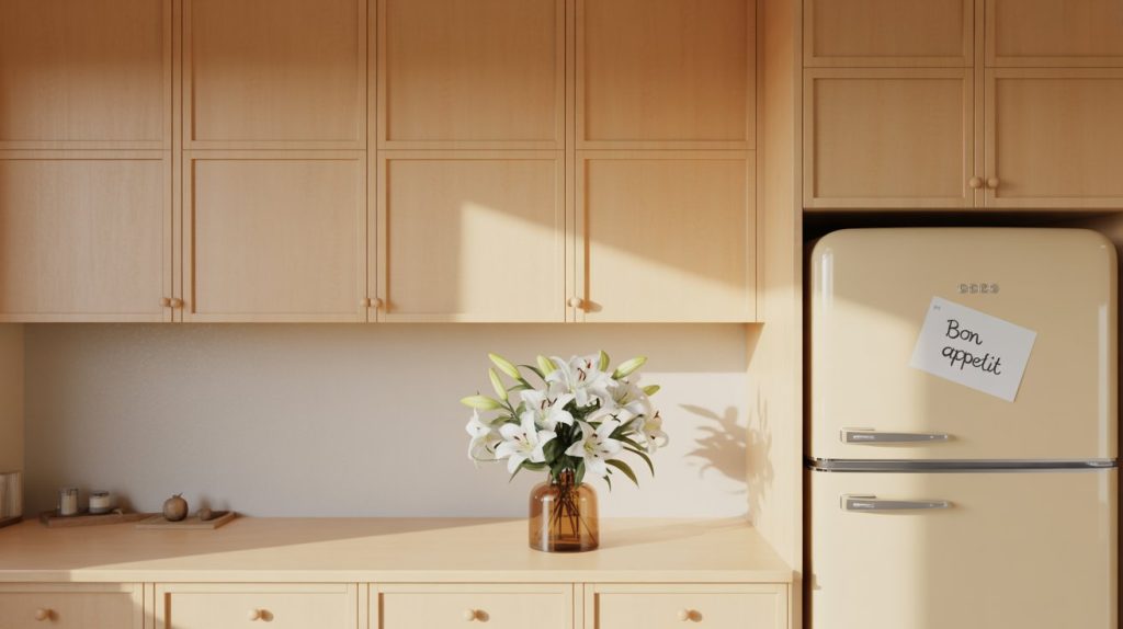 Serene Warm Beige Neutral Kitchen Cabinet Design with Soft Tones Top Designs Kitchen Cabinets SG