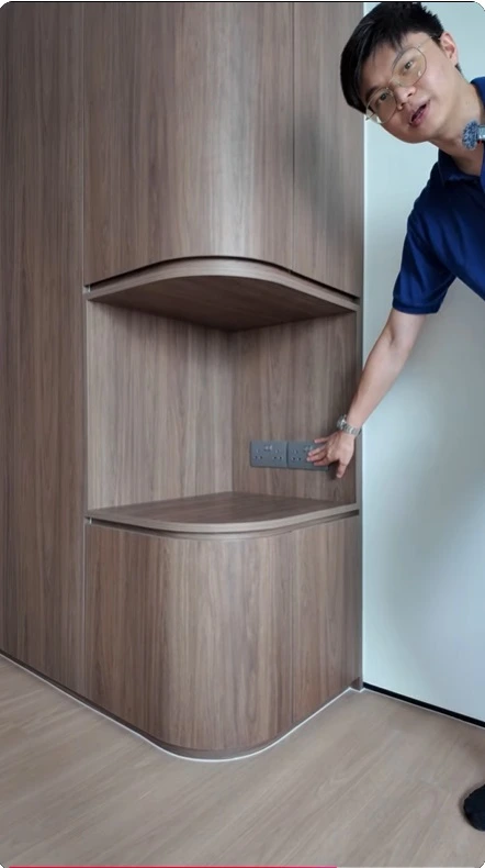 beside niche with powerpoint curved corner wardrobes singapore