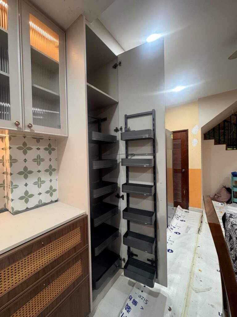 aluminium pull out pantry storage system singapore kitchen cabinet