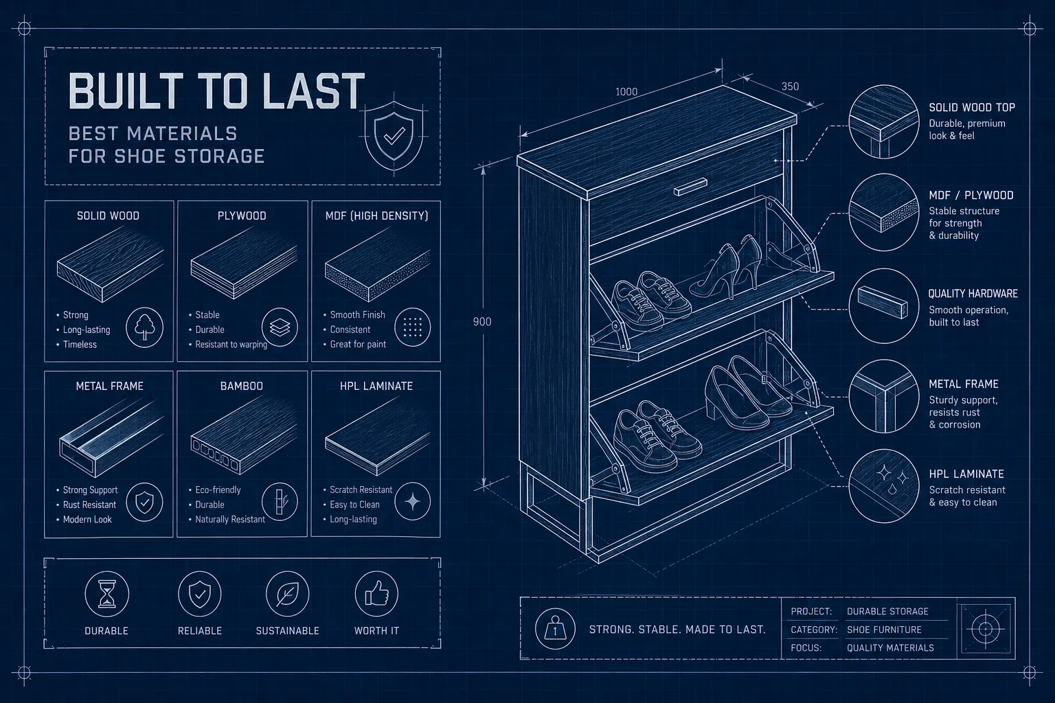 what are the best materials for durable shoe storage furniture