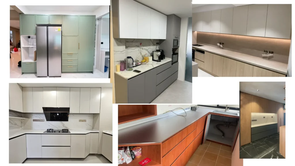 aluminium kitchen cabinet colour options comparison Singapore
